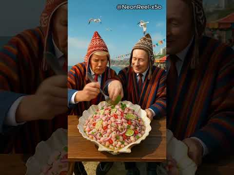 Trump & Putin Eat the World’s Largest Ceviche in Peru! 🌊😂 | Seaside Feast |ai video #trump #putin