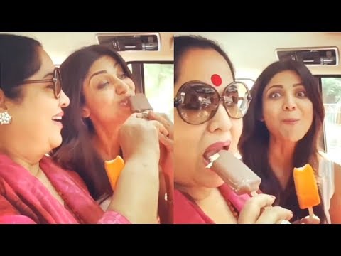 Shilpa Shetty FUNNY Video Enjoying Icecream With Her Mother Sunanda Shetty