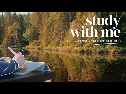 3-HOUR STUDY WITH ME 🌅 Lake at Sunrise | 🦆 Nature Sounds | Pomodoro 50-10 | 🍂 No Music