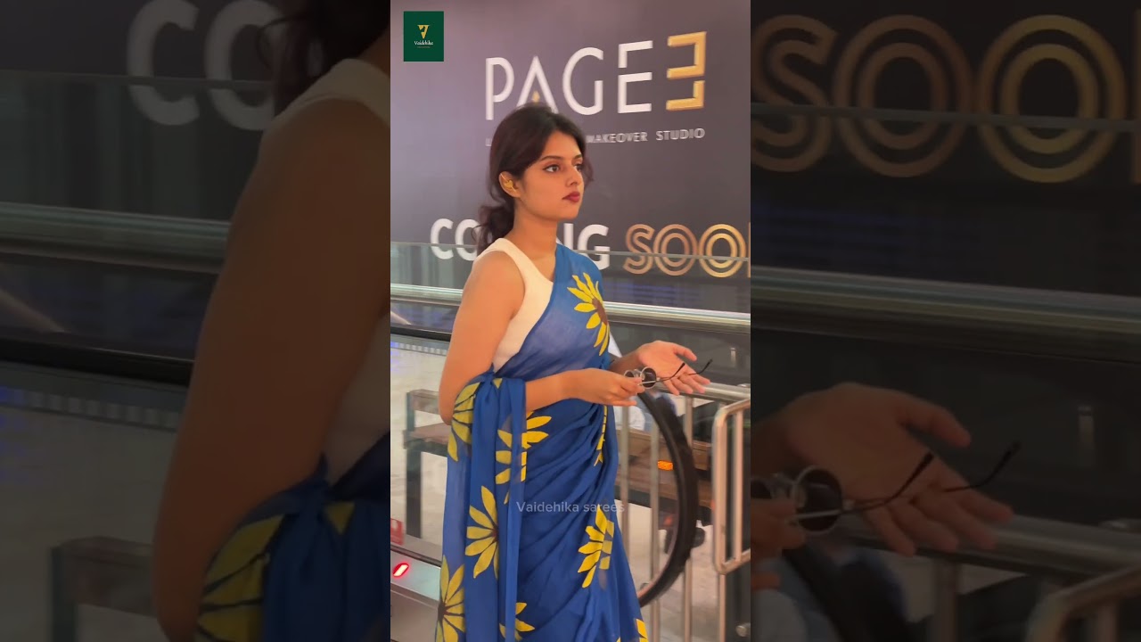 Sunflower Hand Painted Saree 🌻💙