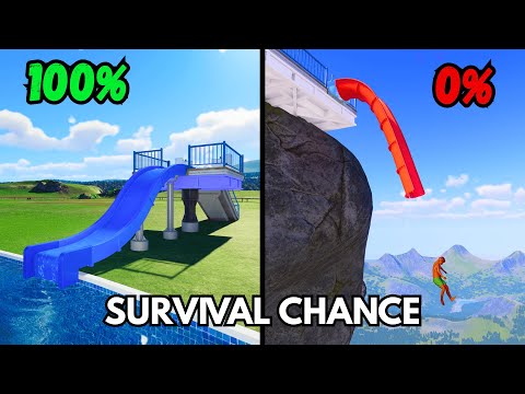 100% vs 0% Survival Chance Water Slides – Planet Coaster 2