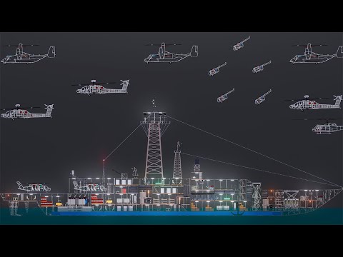 Helicopters attack warships in People Playground
