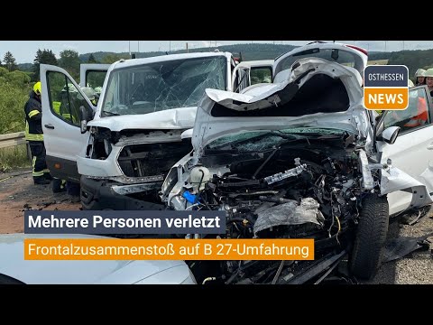 HAUNECK: Frontalzusammenstoß auf der B 27-Umfahrung - Mehrere Personen verletzt