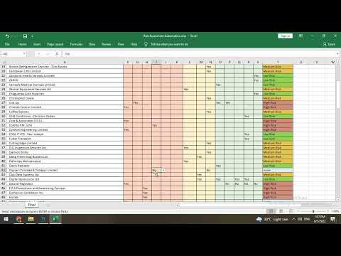 Risk Assessment Automation through Complex excel formulas