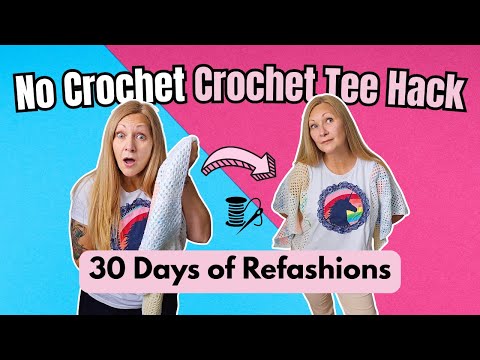 T-Shirt & Crochet Scraps Mash-Up ✂️ Unexpected DIY Upcycle | Day 5 of 30 Days of Refashions