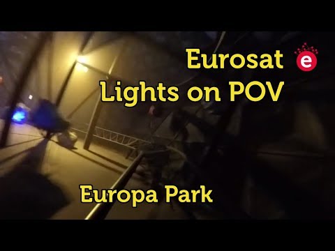 Classic EuroSat Indoor roller coaster at Europa Park - complete POV with lights and without lights