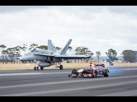 F/18 Hornet Races Red Bull F1 Car