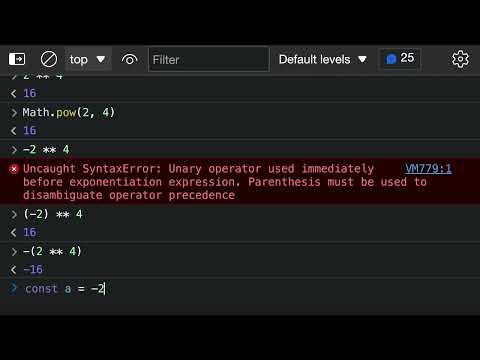 Javascript Exponentiation Operator Coding