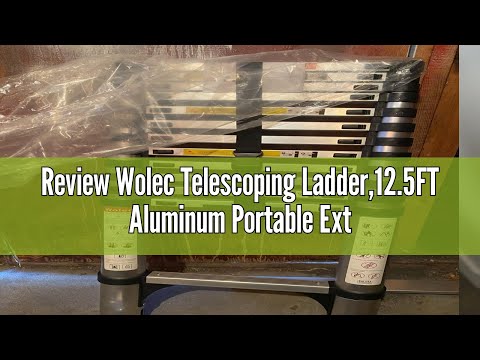 Review Wolec Telescoping Ladder,12.5FT Aluminum Portable Extension Ladder w/Hooks, Stabilizers& Whee