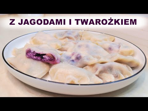Pierogi z serem i jagodami-delikatne ciasto i pełno jagód💜😋 #pierogizjagodami #dumplings #pierogi