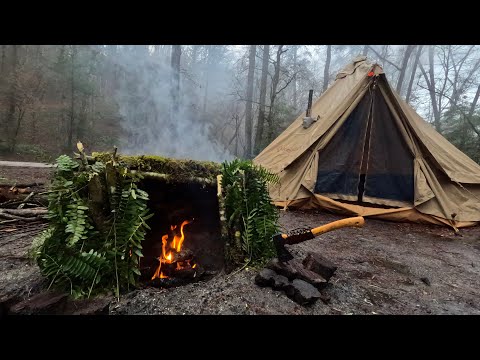 Bushcraft Smoker for Fresh Caught Mountain Trout! [Mountain Catch Cook Camp]