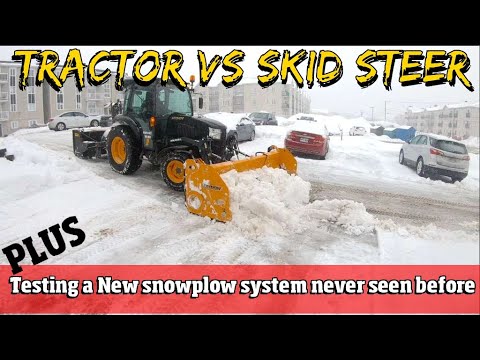 Tractor Vs Skid steer: head to head Competition using a NEW snowplow system 4k