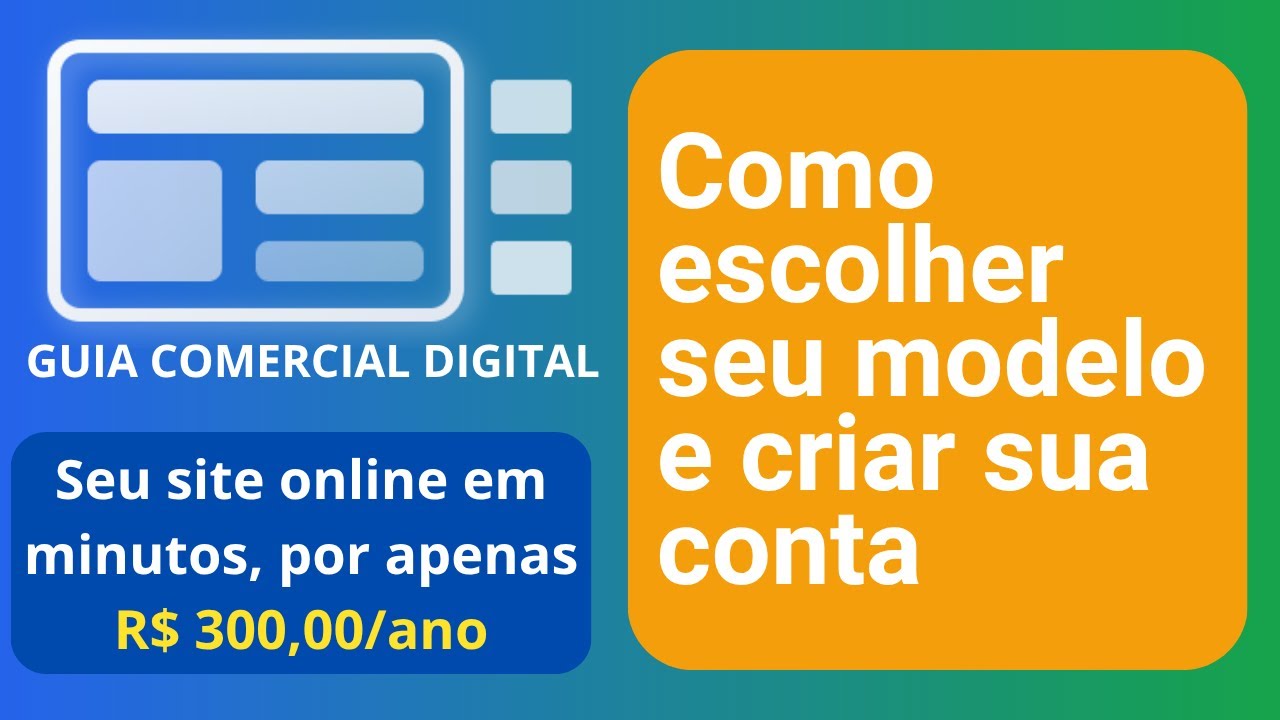 Como escolher seu modelo e criar sua conta no Guia Comercial Digital (passo a passo rápido)