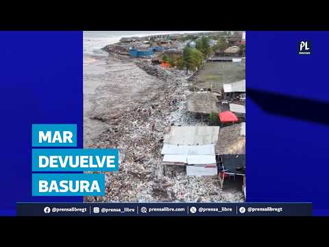 Plásticos y desechos cubren playa de San Marcos; autoridades mantienen alerta por tormenta Cristina