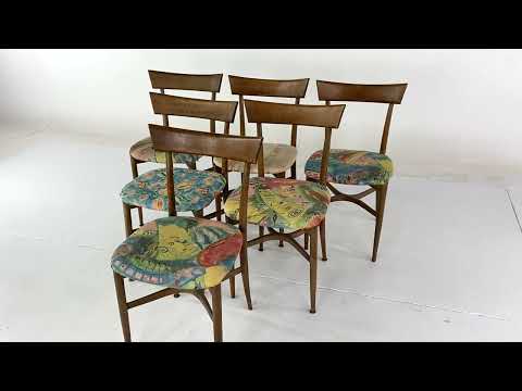 Paul McCobb Style Mid Century Walnut Dining Chairs - Set of 6