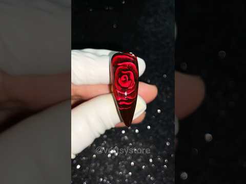 How To Paint A Rose On Your Nails| Red Flower Halloween Nail Design🥀 #nailart #gelnails #tutorial