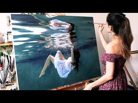 i painted myself underwater timelapse painting by lena danya