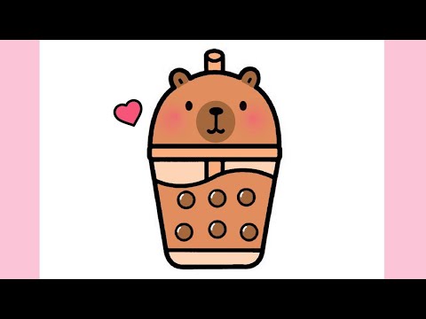 CÓMO DIBUJAR UN VASO DE CAPIBARA KAWAII ❤ Dibujos para dibujar