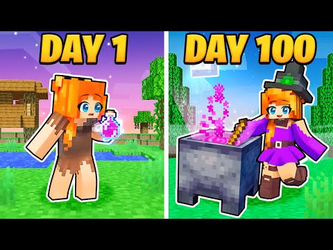 I Survived 100 DAYS as a WITCH in Minecraft!