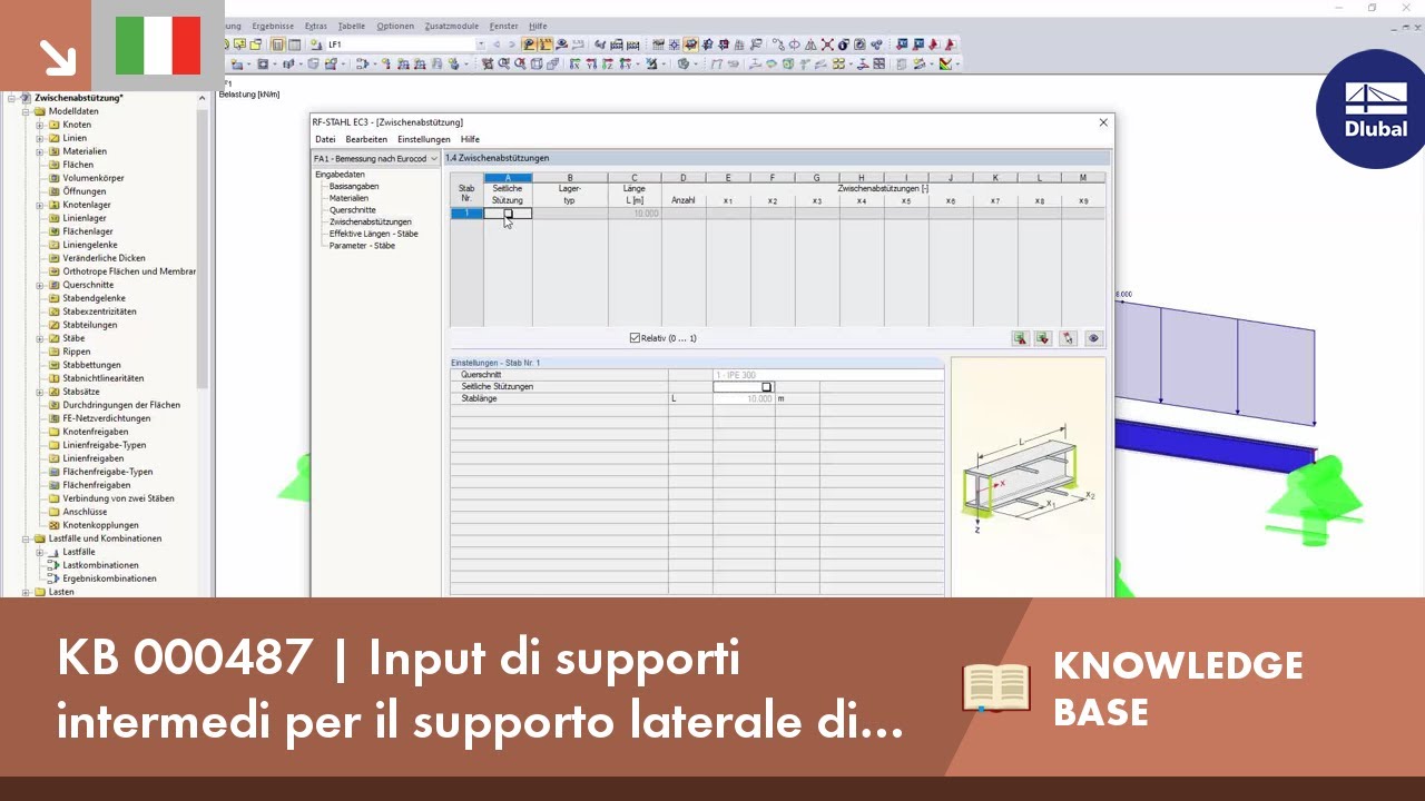 KB 000487 | Immissione dei vincoli laterali intermedi per il supporto laterale di aste e set di aste