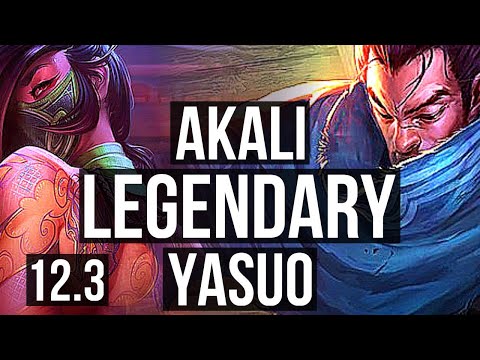 AKALI vs YASUO (MID) | 14/0/0, Rank 5 Akali, Legendary, 6 solo kills | KR Challenger | 12.3