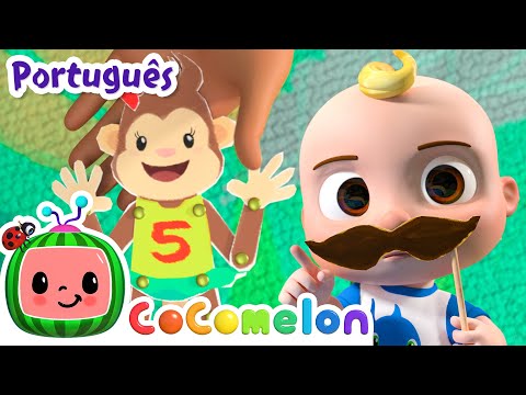 Cocomelon em Português | Cinco macaquinhos pulando na caminha | Desenhos Animados e Músicas Infantis