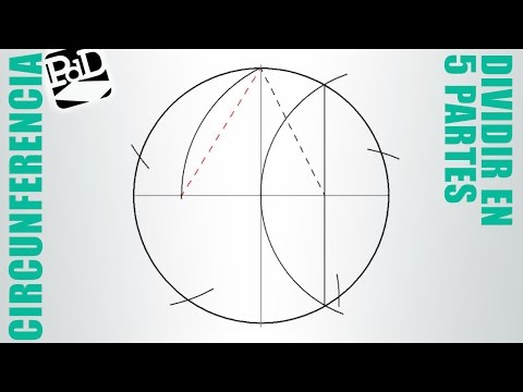 Dividir una circunferencia en 5 partes iguales.
