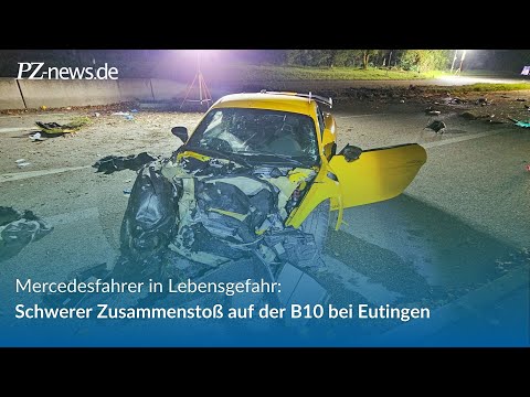Mercedesfahrer nach schwerem Zusammenstoß auf der B10 bei Eutingen in Lebensgefahr