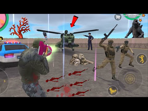 Rope Hero 3 - (Dino Man Fight Army Base) Rope Hero Destroy Shark Helicopter - Android Gameplay HD