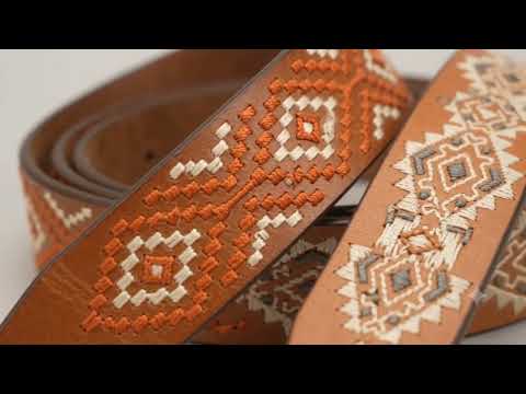 Leather embroidery designer men belt video 6