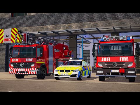 Emergency Call 112 - London Polices, Firefighters and Fire Brigade Truck on Duty! 4K