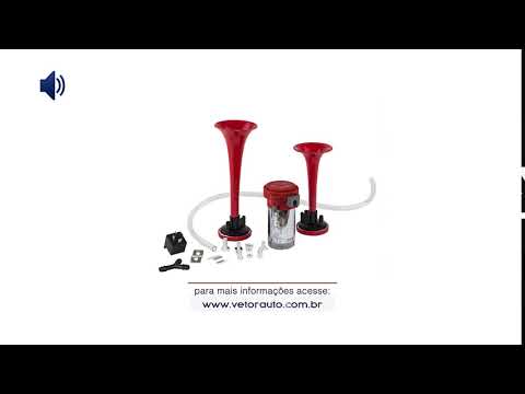 OUÇA O SOM DA BUZINA VT041 -  2 CORNETAS VERMELHA 24V (VOX2P) VETOR