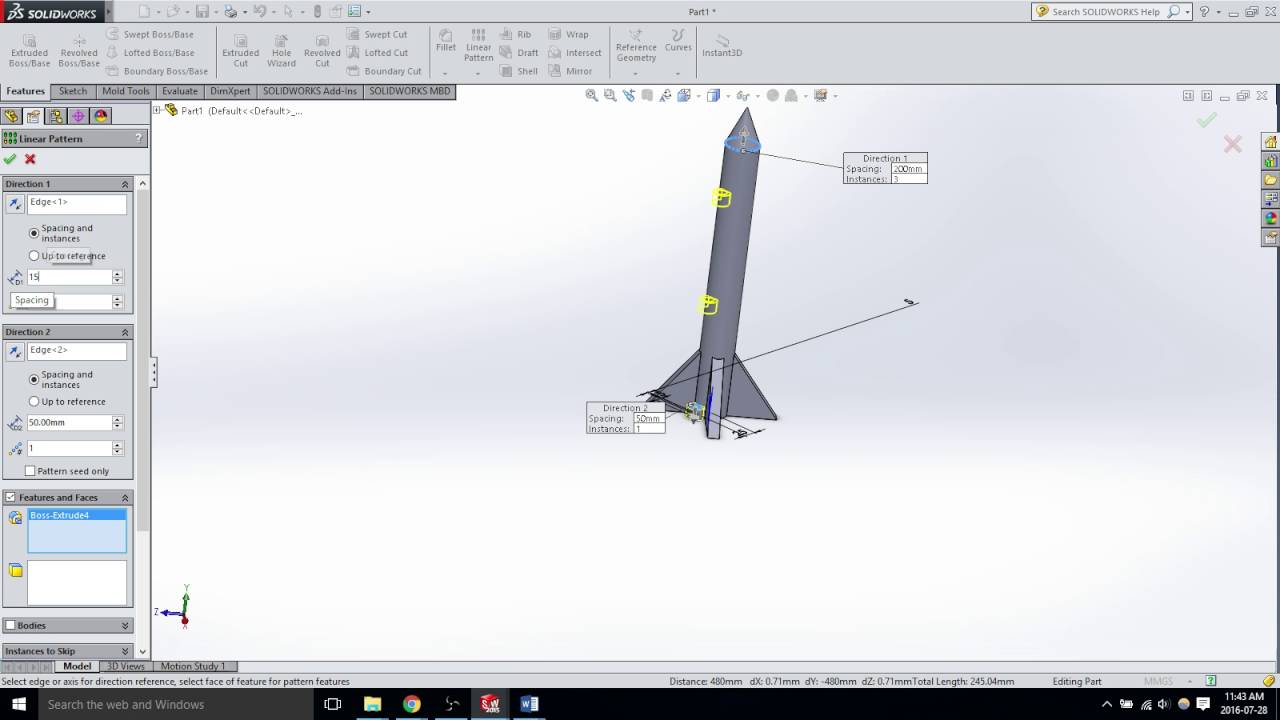 Linear pattern - solidworks 2015 - video 75