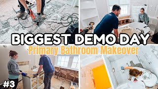 ✨️🛠 BIGGEST DEMO DAY YET! Primary Bathroom Makeover | DIY Budget Friendly Renovation 🛁 🛠