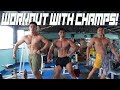 SOLID WORKOUT WITH THE CHAMPS! | NOVICE PHYSIQUE COMPETITORS | GYM DAYO COLLAB