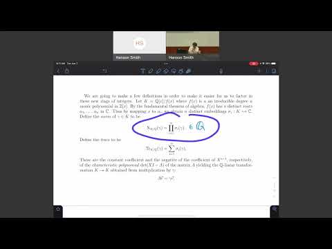 CTNT 2022 - Algebraic Number Theory (Lecture 2) - by Hanson Smith