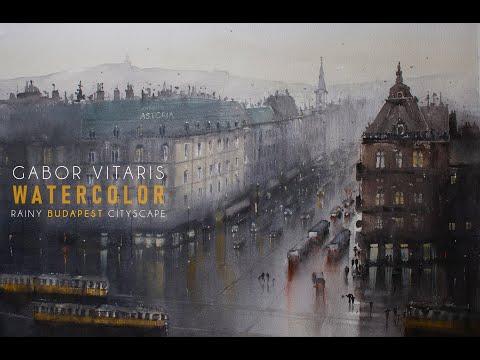 Watercolor Painting Time Lapse 040 - Astoria, Budapest - by Gabor Vitaris