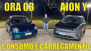 Comparativo de consumo e carregamento - GAC Aion Y