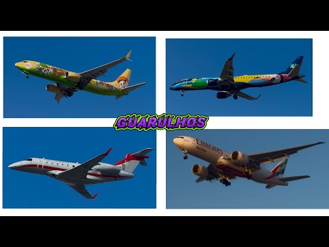 Os pousos na pracinha no aeroporto de Guarulhos em São Paulo