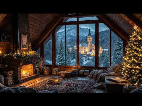 🎄 Christmas Cabin Dream ❄️✨ Cozy Fireplace & Falling Snow Ambience for Sleep & Relaxation