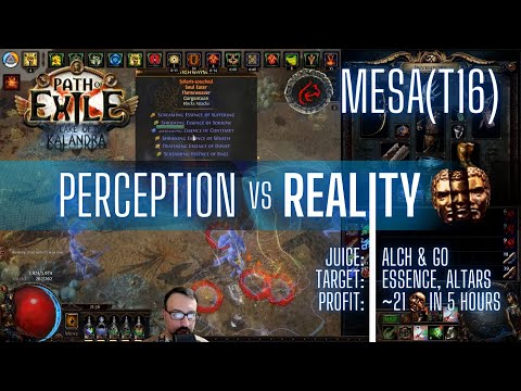 [PoE 3.19] 100 MAPS Alch & Go Essence Farming on Mesa(T16) - Prep & Results (4-5div per hour)