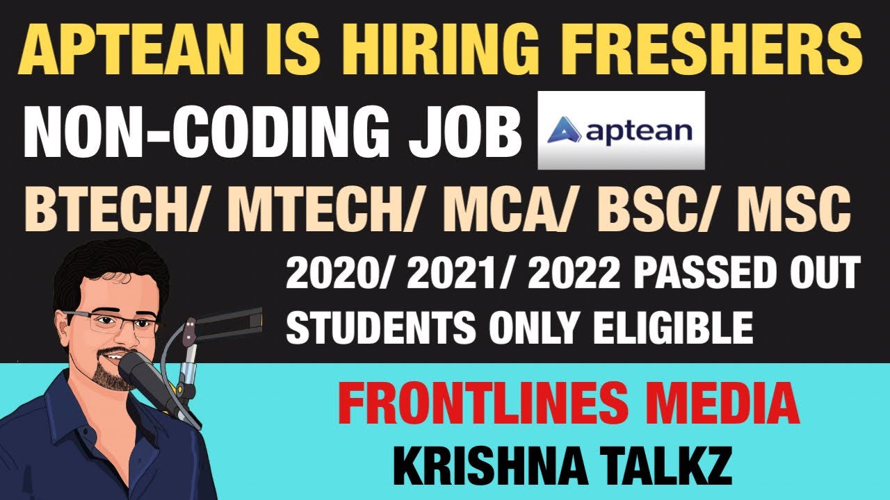 APTEAN hiring Freshers || BTech/ MTech/ BSC/ MSC/ MCA || 2020/ 2021/ 2022 || Frontlines Media
