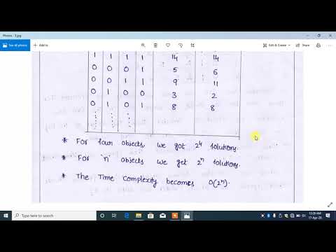 DAA || 0/1 Knapsack Problem(Dynamic Programming)