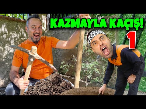 ESCAPE WITH A PICKAXE! WE FOUND A HIDDEN CAVE! | KEEP DIGGING PART 1