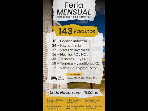 13/11/2025 Asociación Agropecuaria de Tarariras - Colonia - Celedón Mediza Negocios Rurales