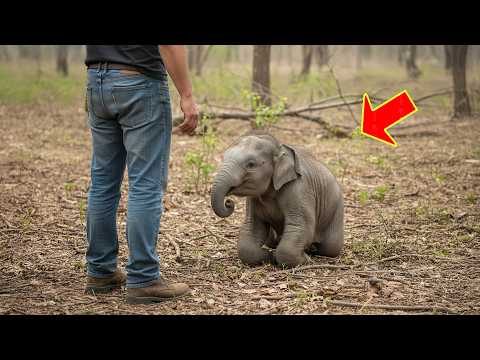 Chased away by the herd, the orphaned baby elephant cried and begged the man for help.
