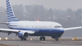 preview picture of video 'Boeing 737-8EQ BBJ2 Landing at Airport Bern-Belp - Special Livery!'