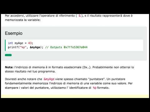 Lezione 16 - Indirizzi Memoria Variabili Linguaggio C - CORSO INFORMATICA TUTORIAL PROGRAMMAZIONE C