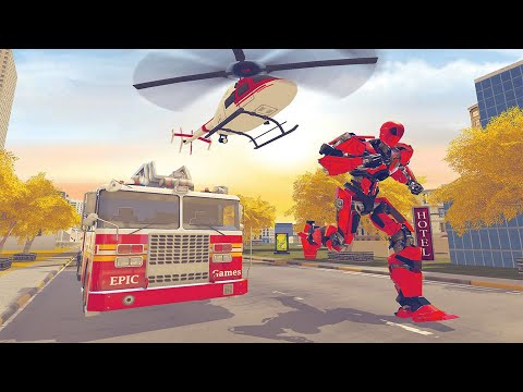 flying helicopter robot car transform Rescue FireTruck Robot Games | android gameplay