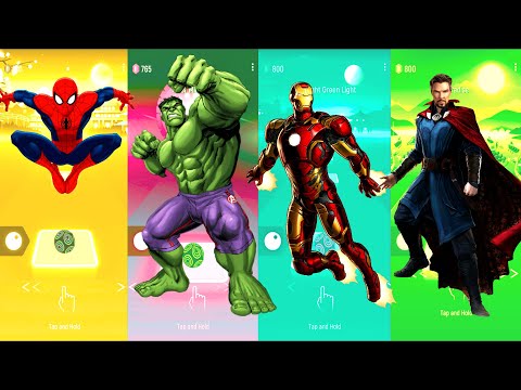 Spiderman 🆚 Hulk 🆚 Iron Man 🆚 Doctor Srange | Marvel Heroes | Tiles Hop Fun Ball